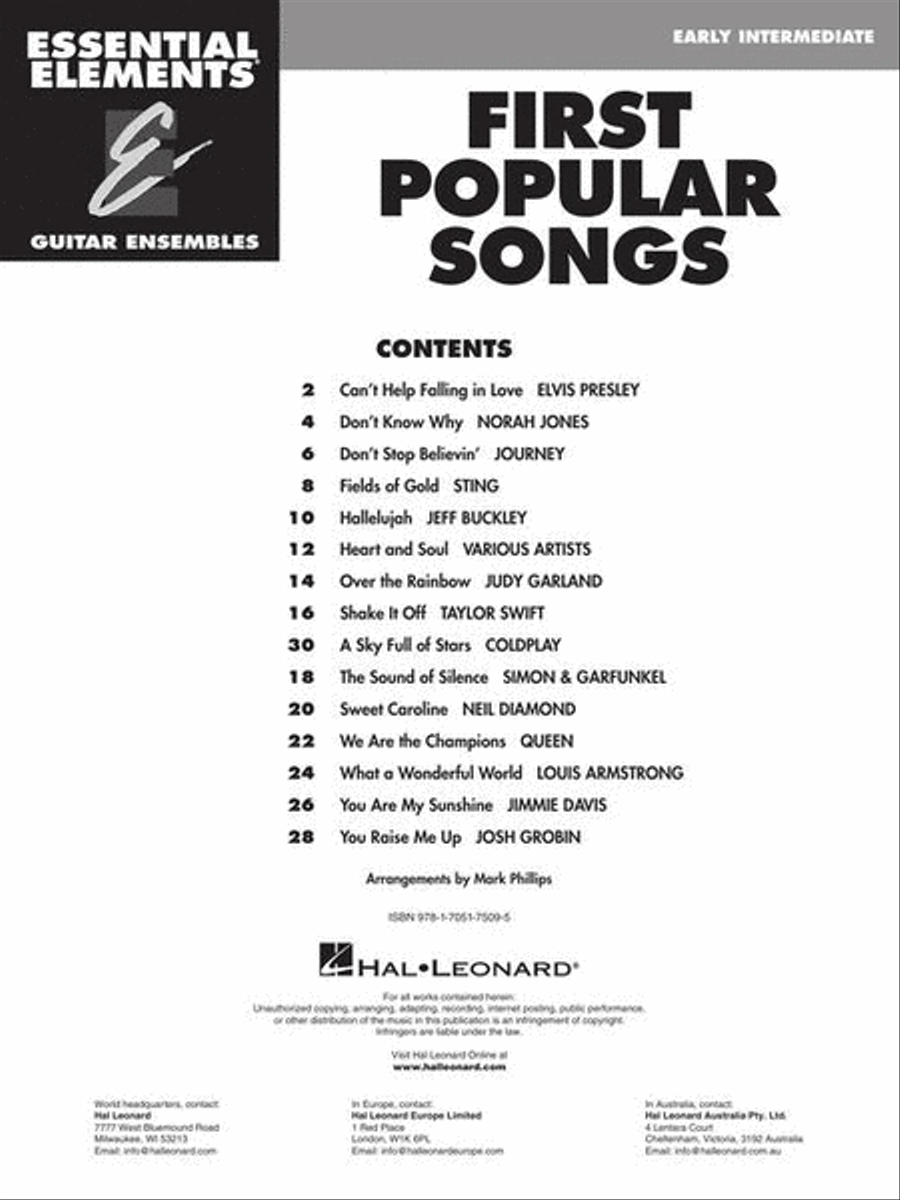 First Popular Songs Early Intermediate Guitar Ensemble scores gallery preview page 3