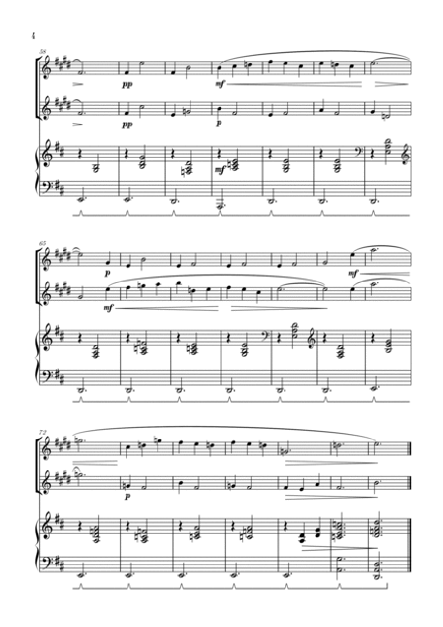 Gymnopédie no 1 | Trumpet in Bb Duet | Original Key| Piano accompaniment |Easy intermediate Trumpet Duet scores gallery preview page 4