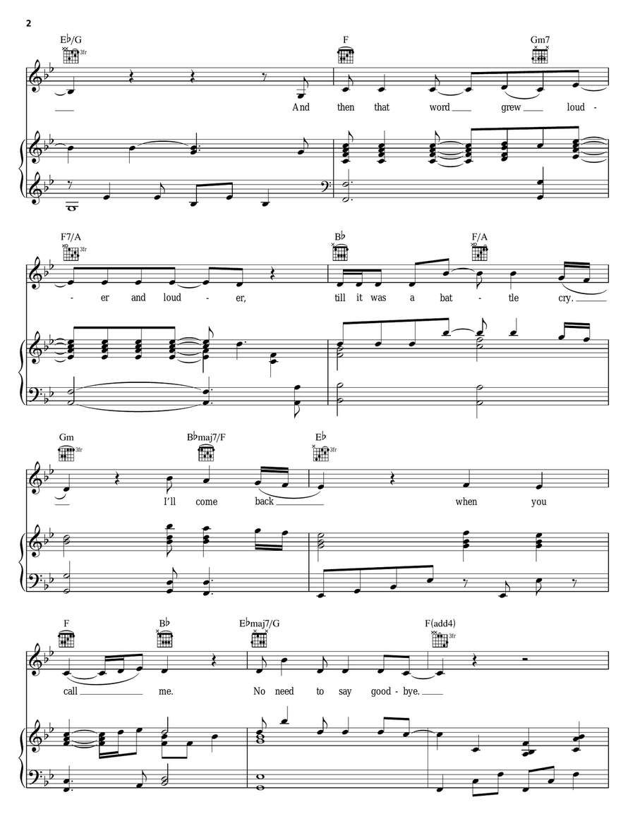 The Call Piano, Vocal, Guitar scores gallery preview page 2