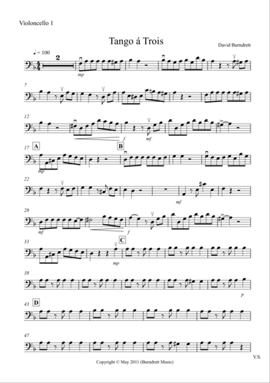Tango á Trois for Cello Trio Cello Solo scores gallery preview page 4