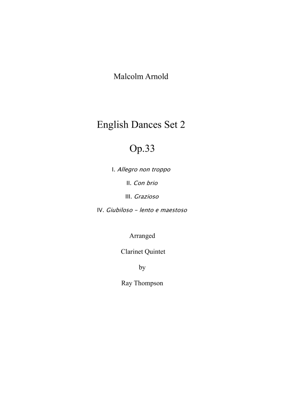 English Dances Set 2 Clarinet Quintet scores gallery preview page 1