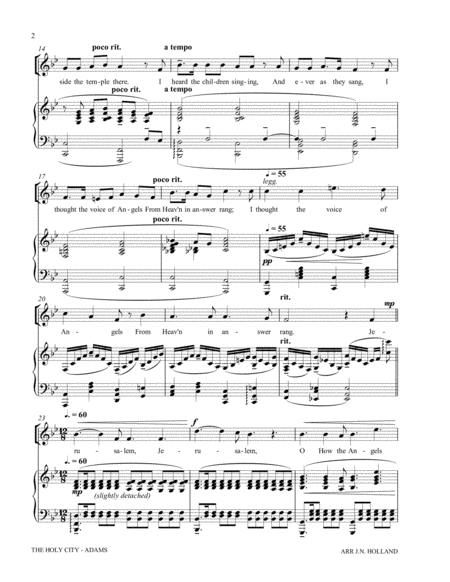The Holy City for Solo Mezzo Soprano Voice and Piano (Key of Bb)