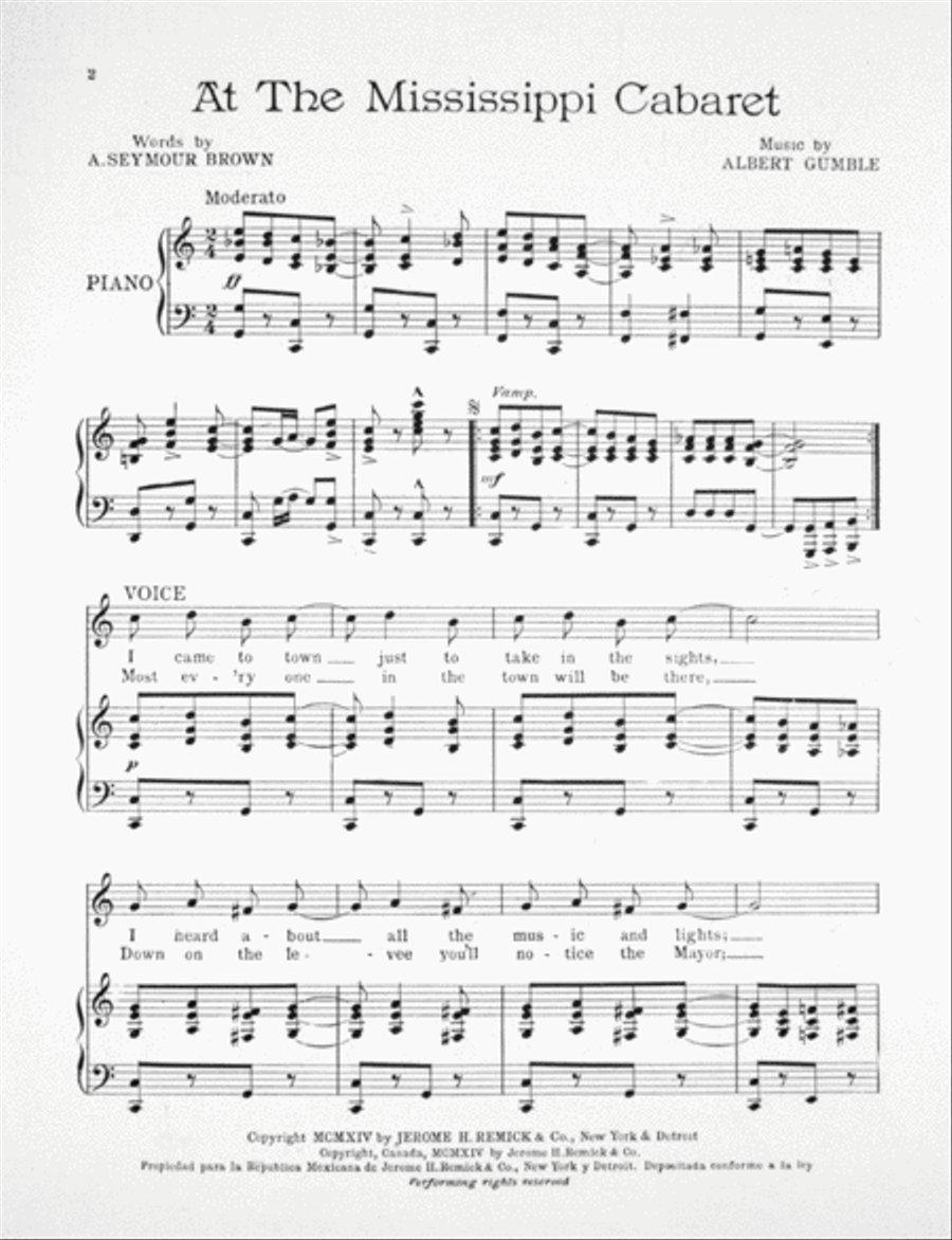 At the Mississippi Cabaret. Song Voice scores gallery preview page 2