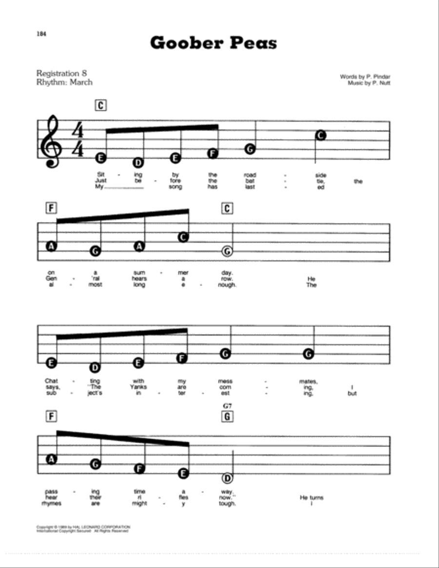 Goober Peas Electronic Keyboard scores gallery preview page 1