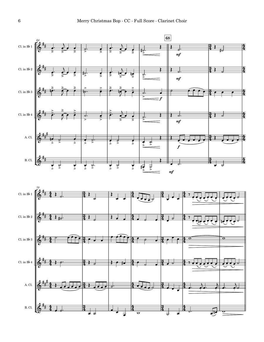 Merry Christmas Bop Clarinet Choir scores gallery preview page 6