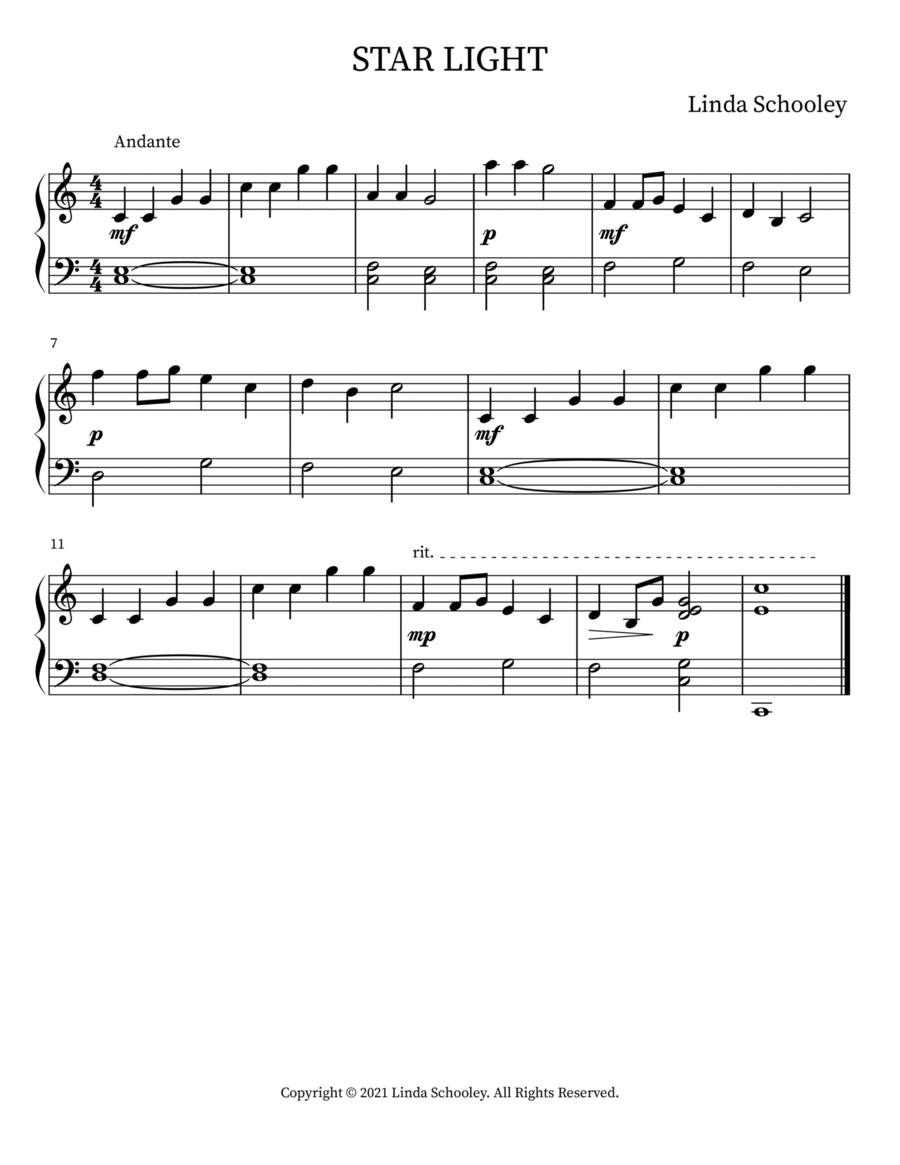 STAR LIGHT STAR LIGHT Easy Piano scores gallery preview page 1