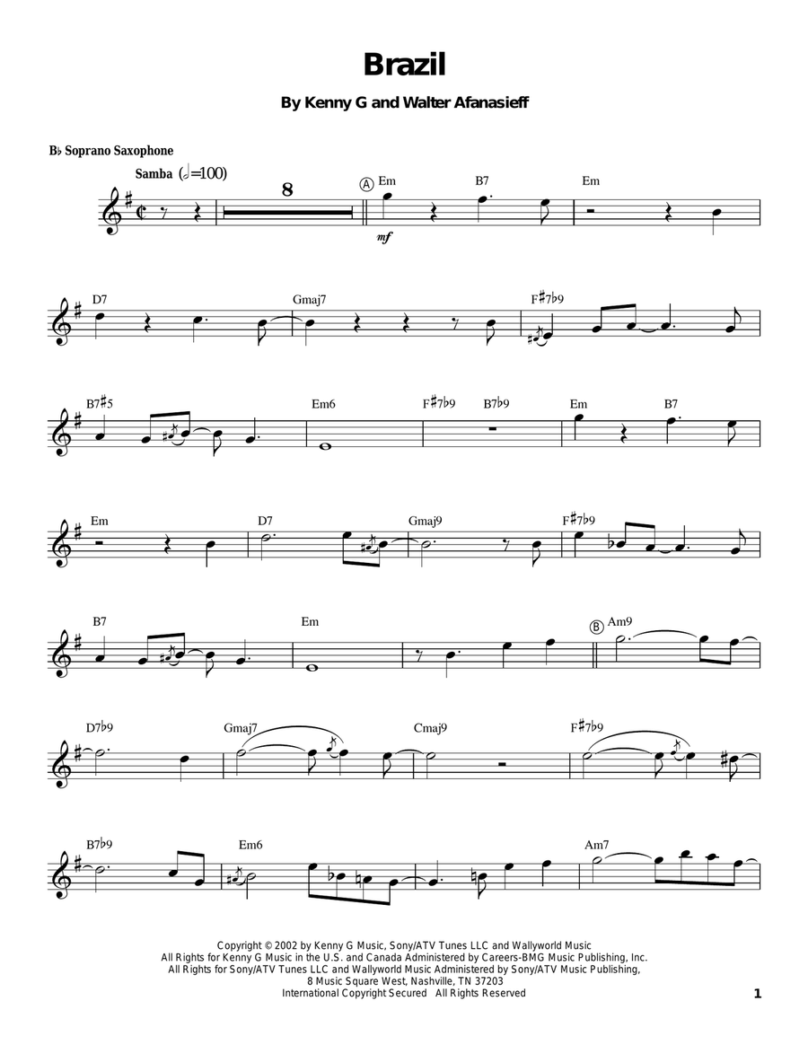 Brazil Soprano Saxophone scores gallery preview page 1