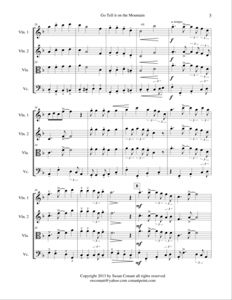 Go Tell it on the Mountain String Quartet scores gallery preview page 3