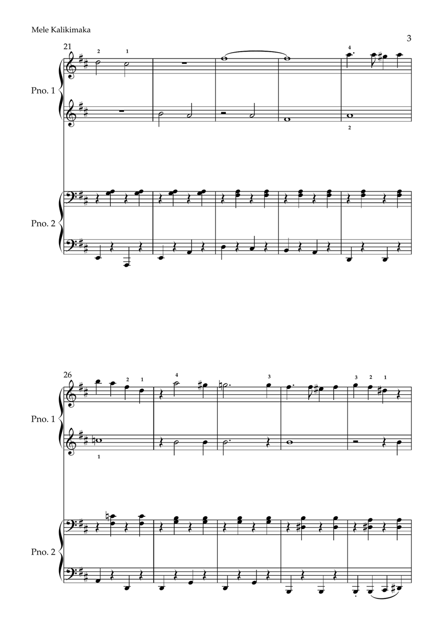 Mele Kalikimaka 1 Piano, 4-Hands scores gallery preview page 3
