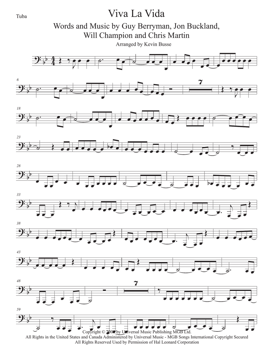 Viva La Vida Tuba scores gallery preview page 1