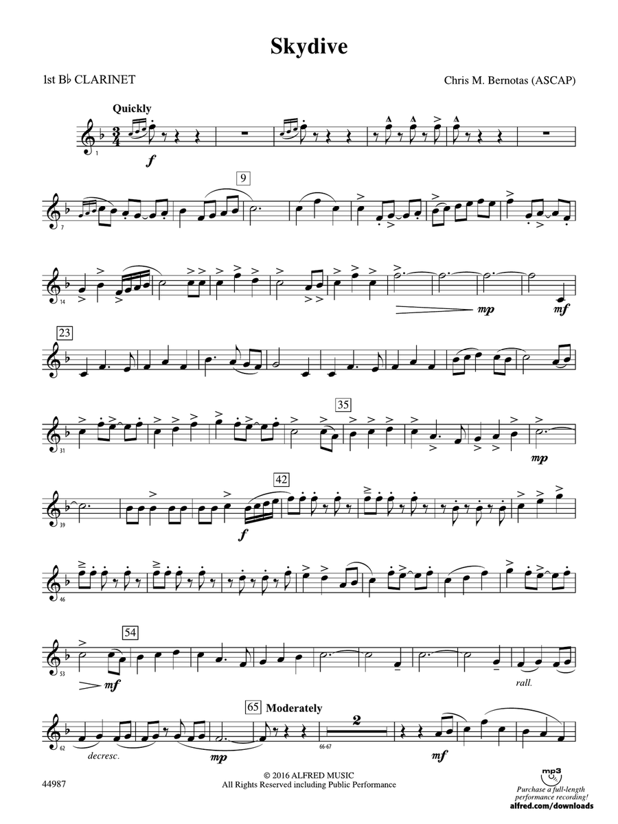 Skydive: 1st B-flat Clarinet