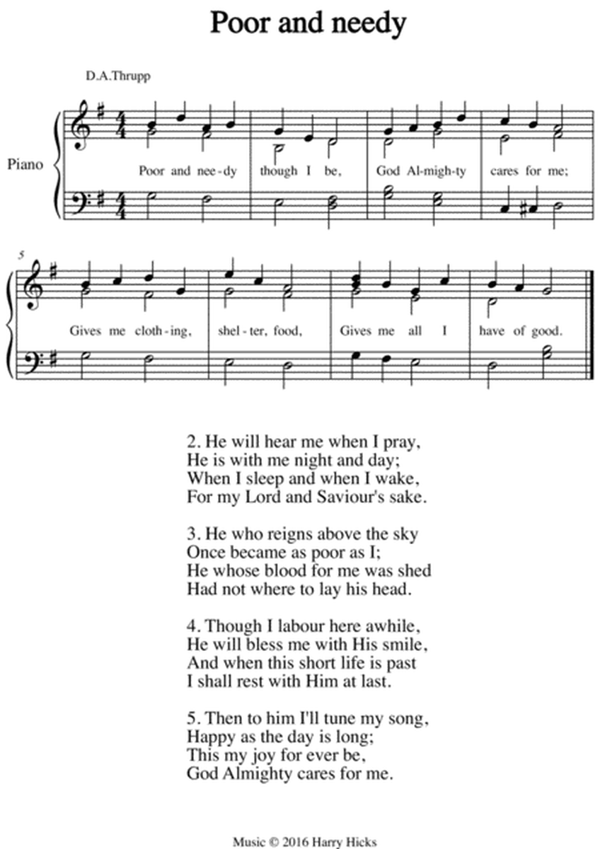 Poor and needy. A new tune to a wonderful old hymn
