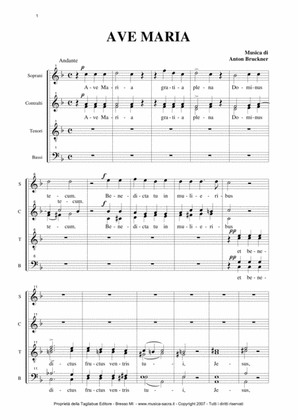 AVE MARIA - WAB 6 - Bruckner - for SAATTBB Choir