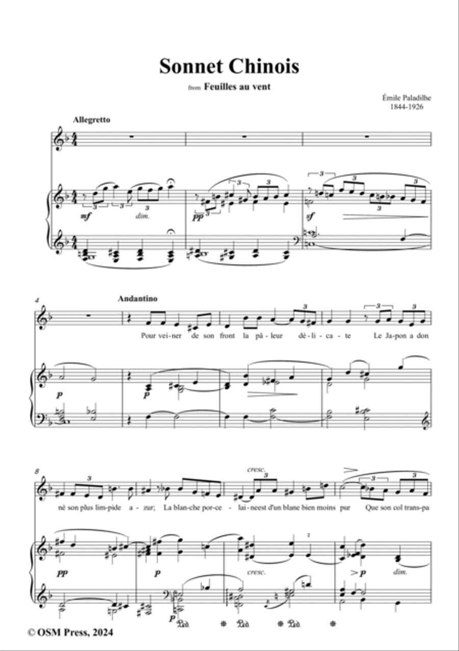 Paladilhe-Sonnet Chinois,in F Major Voice scores gallery preview page 2