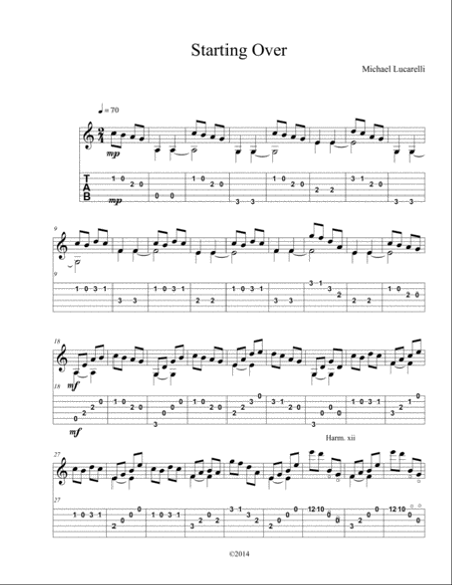 Starting Over Starting Over Guitar Tablature scores gallery preview page 1