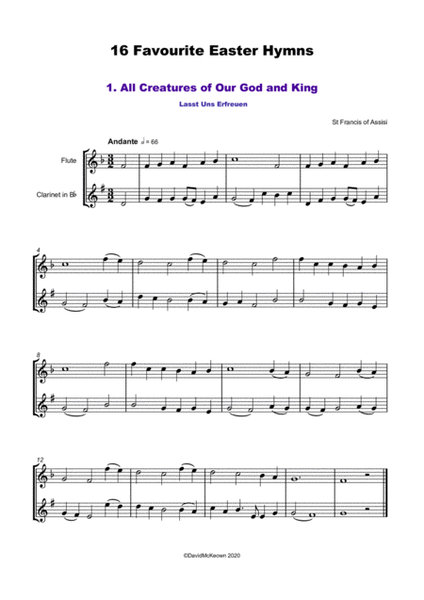 16 Favourite Easter Hymns for Flute and Clarinet Duet