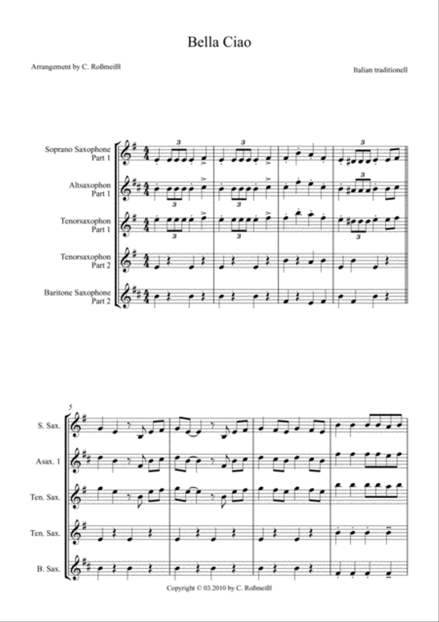 Bella Ciao Saxophonduo Woodwind Duet scores gallery preview page 2