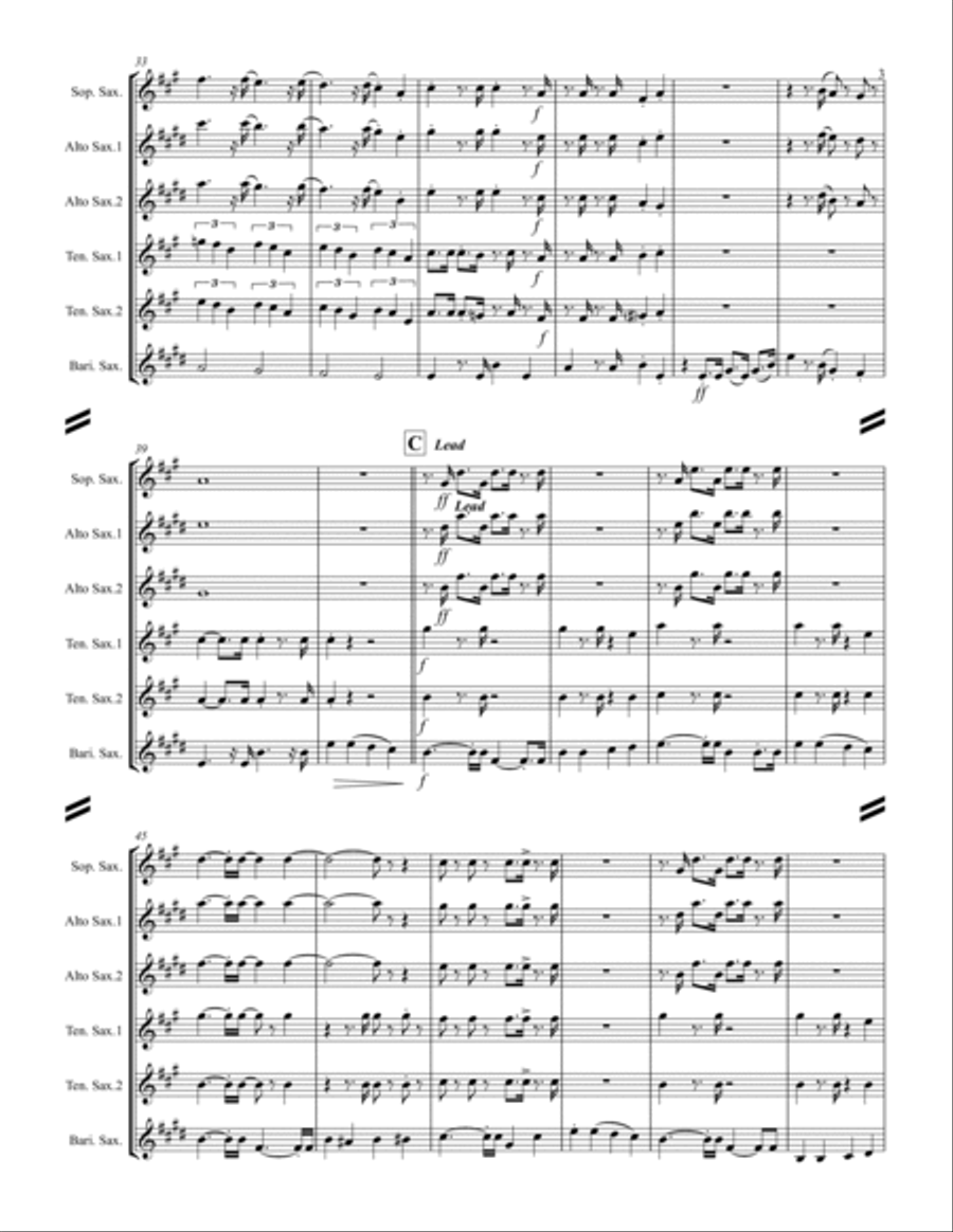 The Mexican Shuffle Saxophone Quintet scores gallery preview page 4