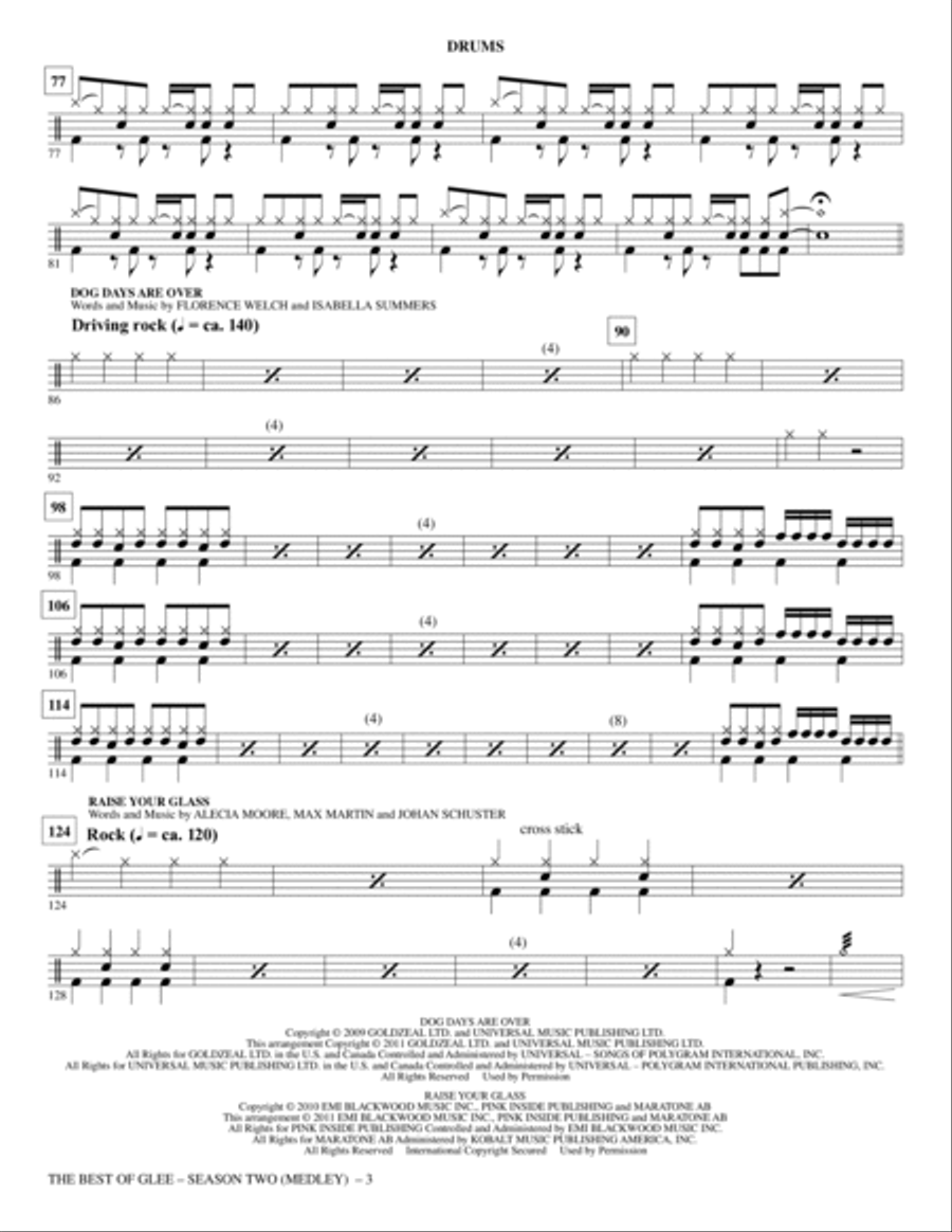 The Best Of Glee (Season Two Medley) - Drums Choir scores gallery preview page 3