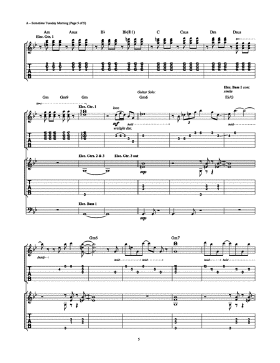 Sometime Tuesday Morning Sometime Tuesday Morning Electric Guitar scores gallery preview page 5