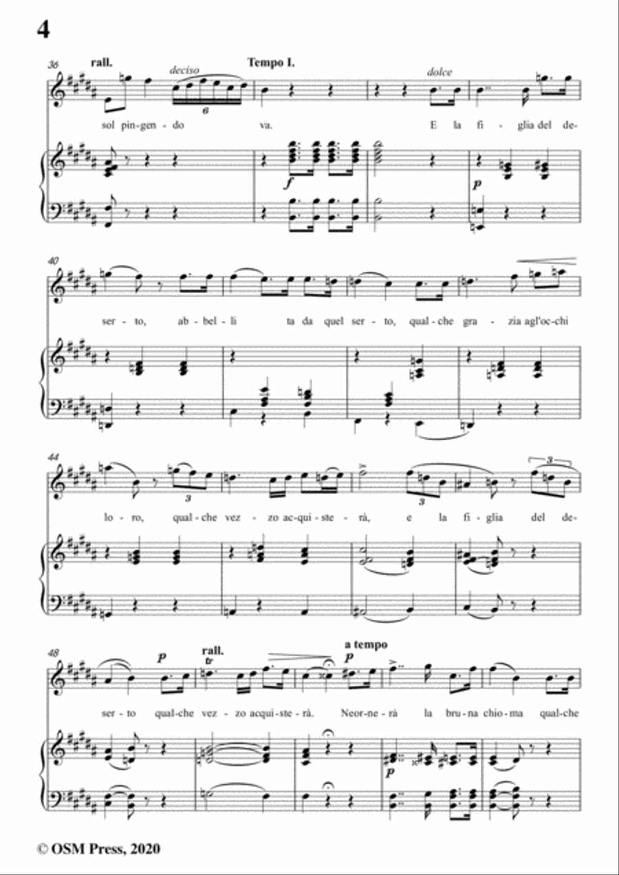 Donizetti-Ne ornera la bruna chioma,in B Major,for Voice and Piano Voice Solo scores gallery preview page 6