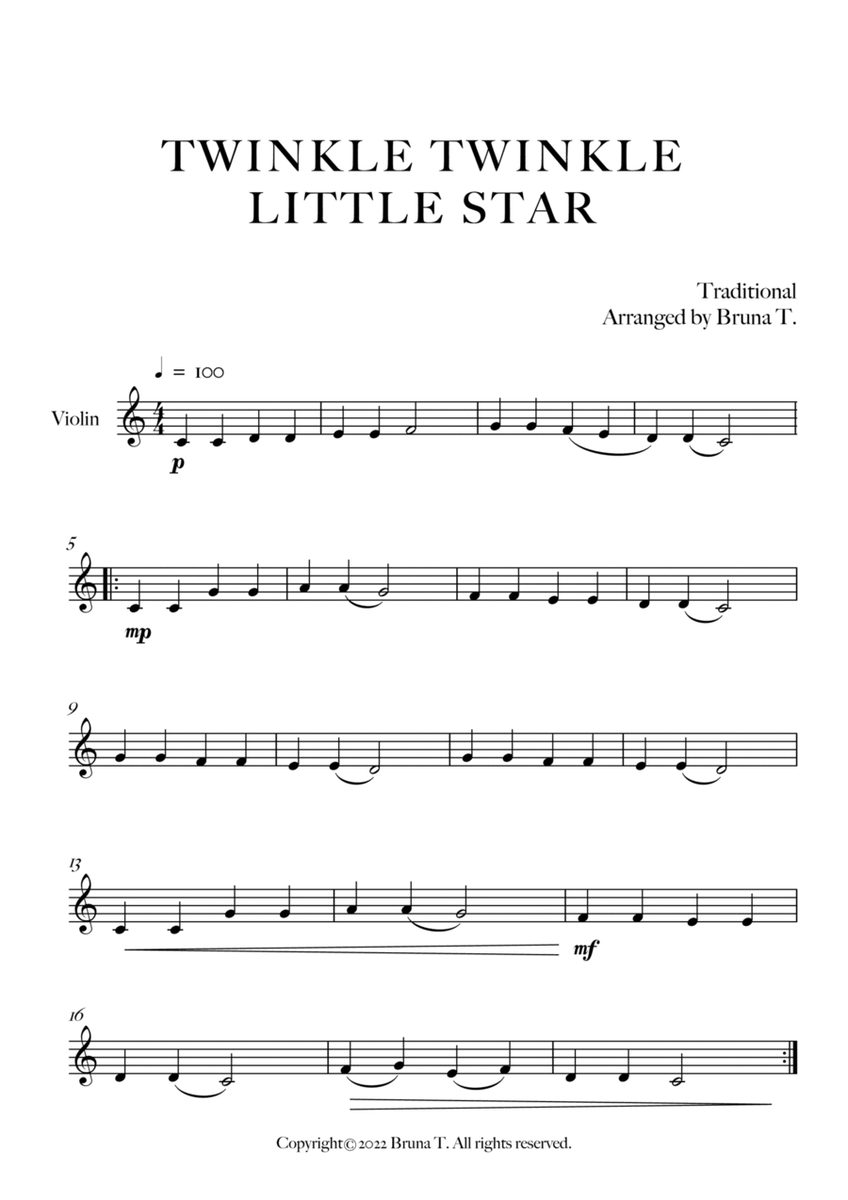 Twinkle Twinkle Little Star (Easy Violin) image number null