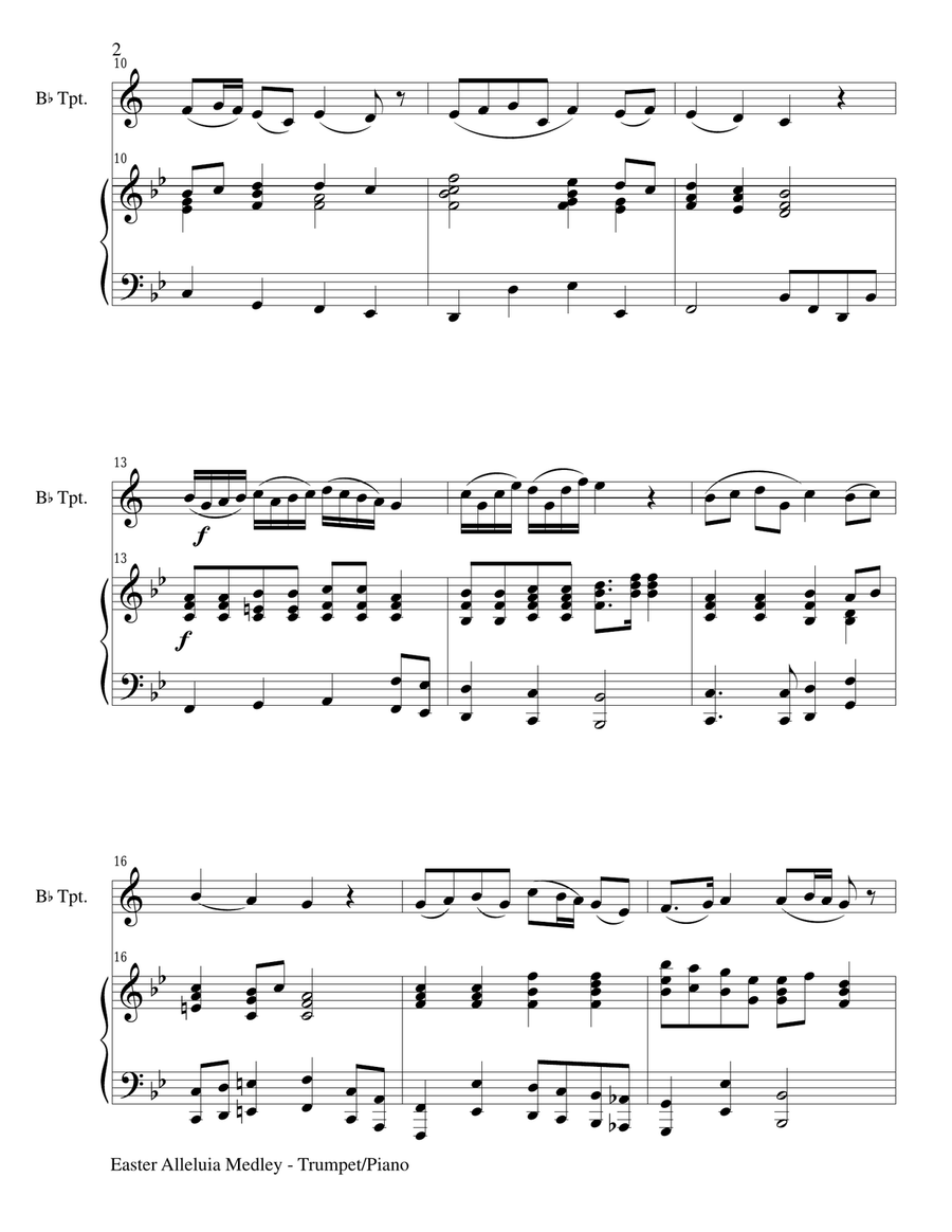 EASTER ALLELUIA MEDLEY (Duet - Bb Trumpet/Piano) Score and Trumpet Part image number null