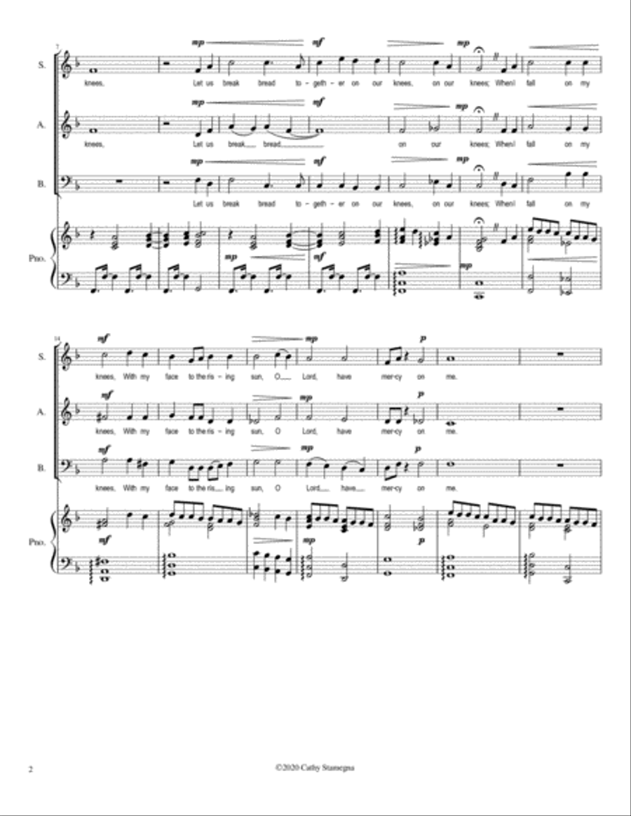 Let Us Break Bread Together (SAB Choir, Piano Accompaniment) 3-Part scores gallery preview page 3