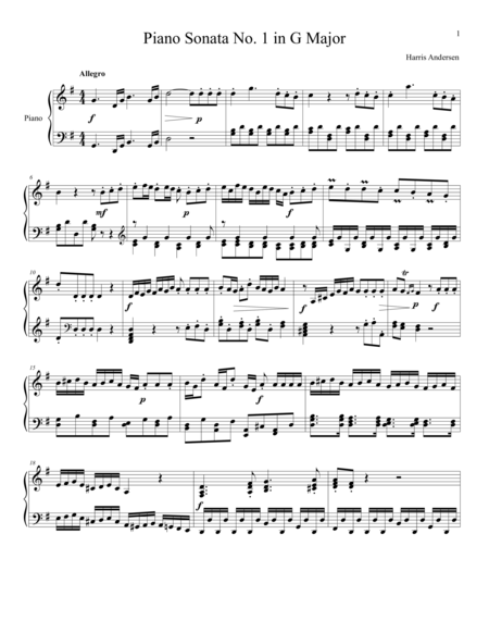 Piano Sonata No. 1 in G Major image number null