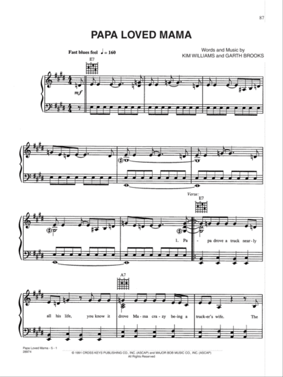 Papa Loved Mama Piano, Vocal, Guitar scores gallery preview page 1