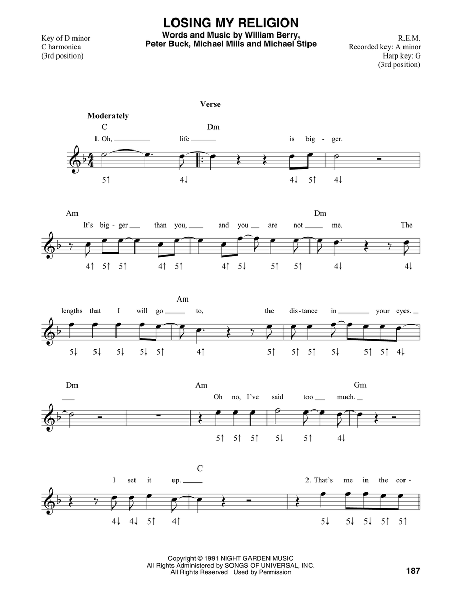 Losing My Religion Losing My Religion Harmonica scores gallery preview page 1