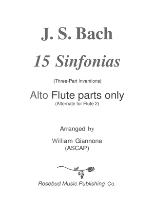 Book cover for Bach - 15 Three-part Inventions for 3 Flutes-AltoFluteParts (Flute 2)