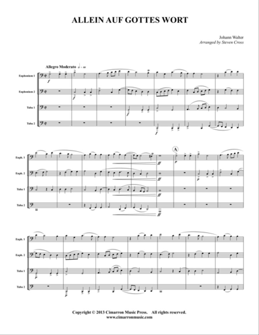 Allein Auf Gottes Wort Tuba Quartet scores gallery preview page 1