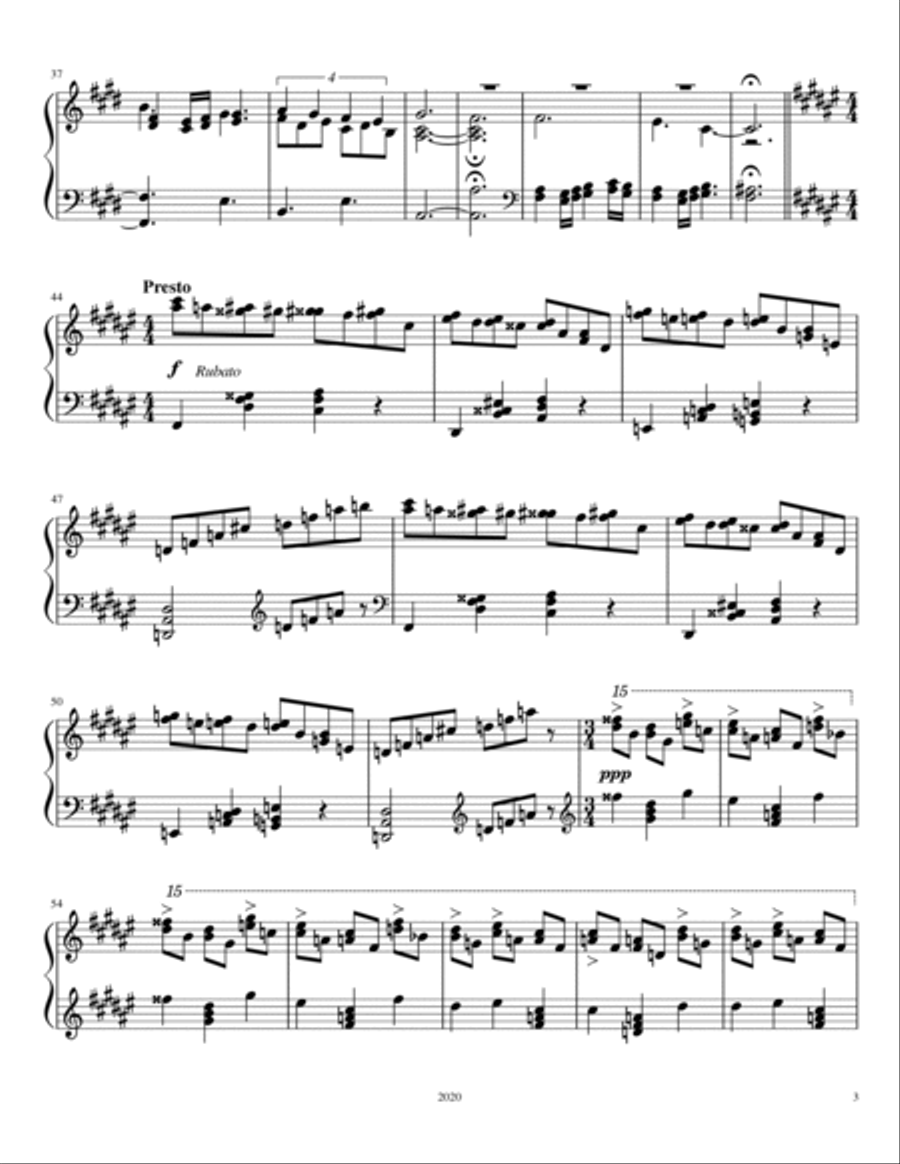 Three Piano Pieces, number 2 Piano Solo scores gallery preview page 3