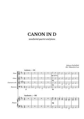 Book cover for Canon in D for Woodwind Quartet and Piano