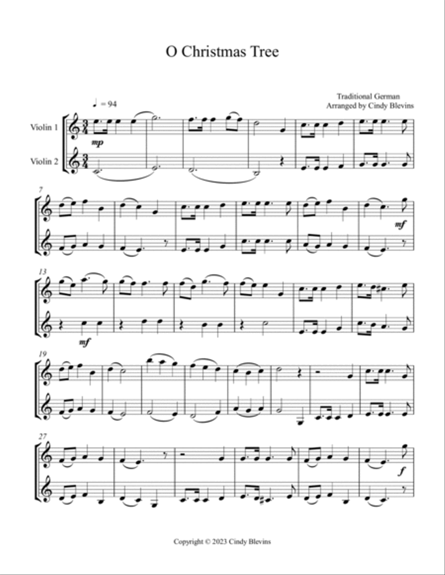 O Christmas Tree, Violin Duet String Duet scores gallery preview page 2