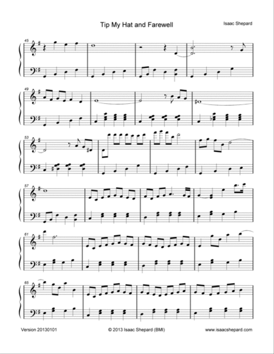 Tip My Hat and Farewell Piano Solo scores gallery preview page 3
