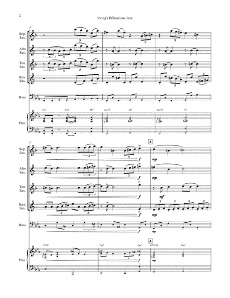 Saxophone Quartet - "Irving's Efficacious Jazz" (with optional rhythm section) image number null