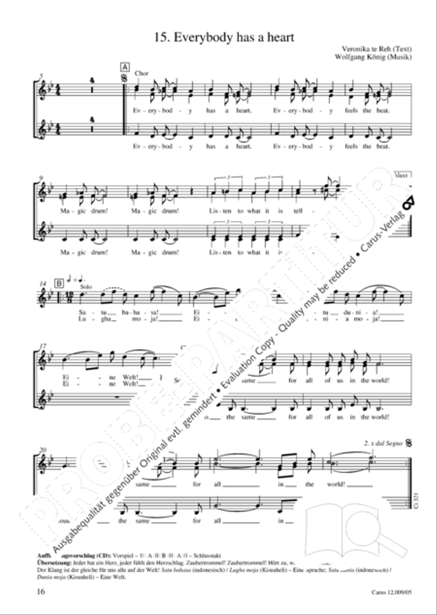 Freundschaft mir Afrika. 15 deutsch-afrikanische Lieder Choir scores gallery preview page 17