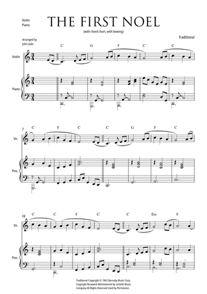The First Noel (Violin and Piano, with Chord Chart and with Bowing)
