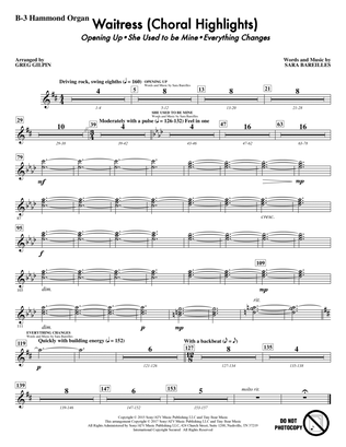 Waitress (Choral Highlights) (arr. Greg Gilpin) - Hammond Organ