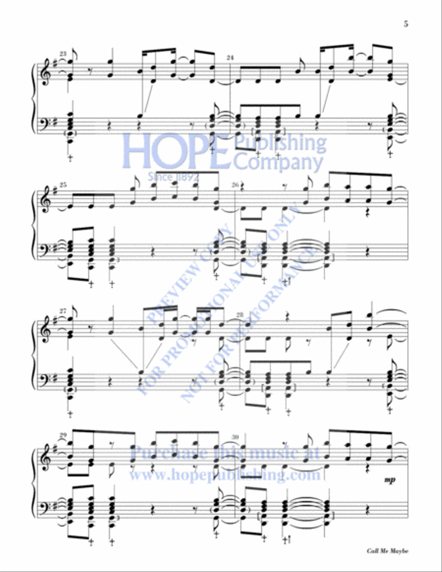 Call Me Maybe 5-Octaves scores gallery preview page 6