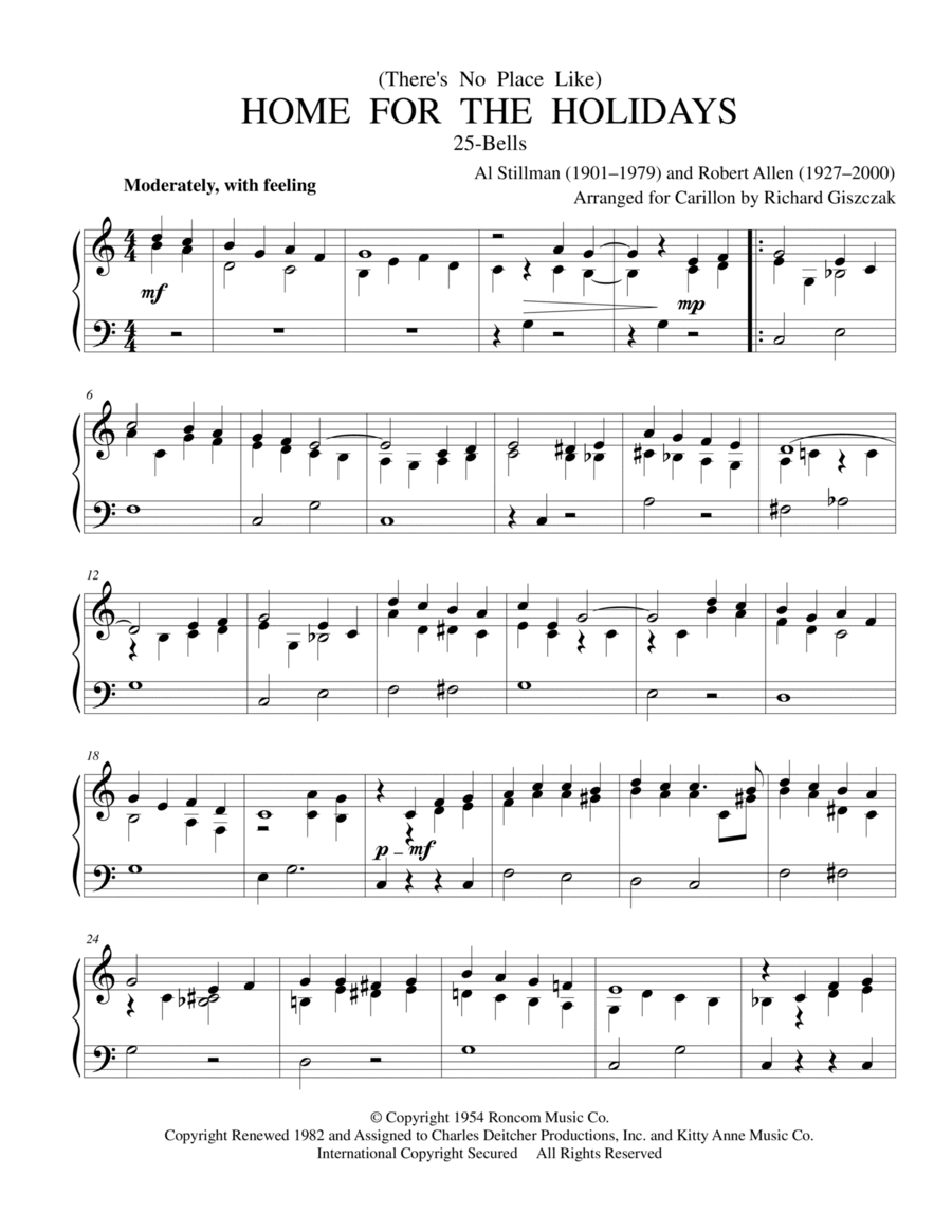 (there's No Place Like) Home For The Holidays Carillon scores gallery preview page 1