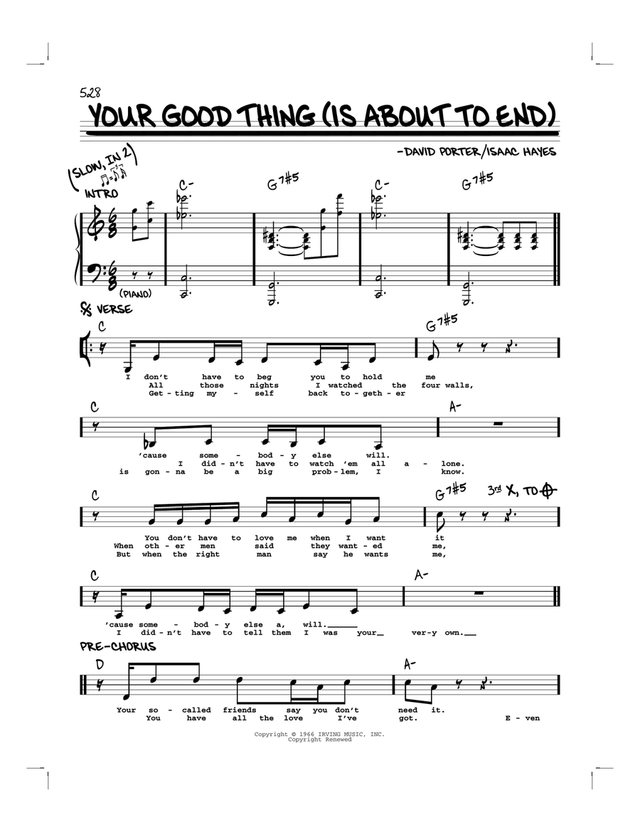 Your Good Thing (Is About To End) Piano scores gallery preview page 1