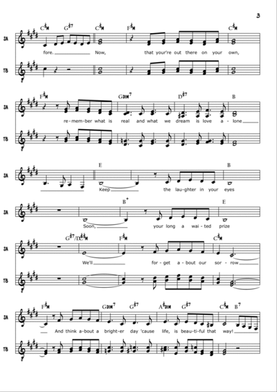 Beautiful That Way Original English Version 3-Part scores gallery preview page 3