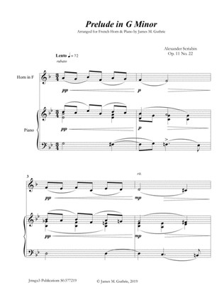 Scriabin: Prelude in G Minor for French Horn & Piano