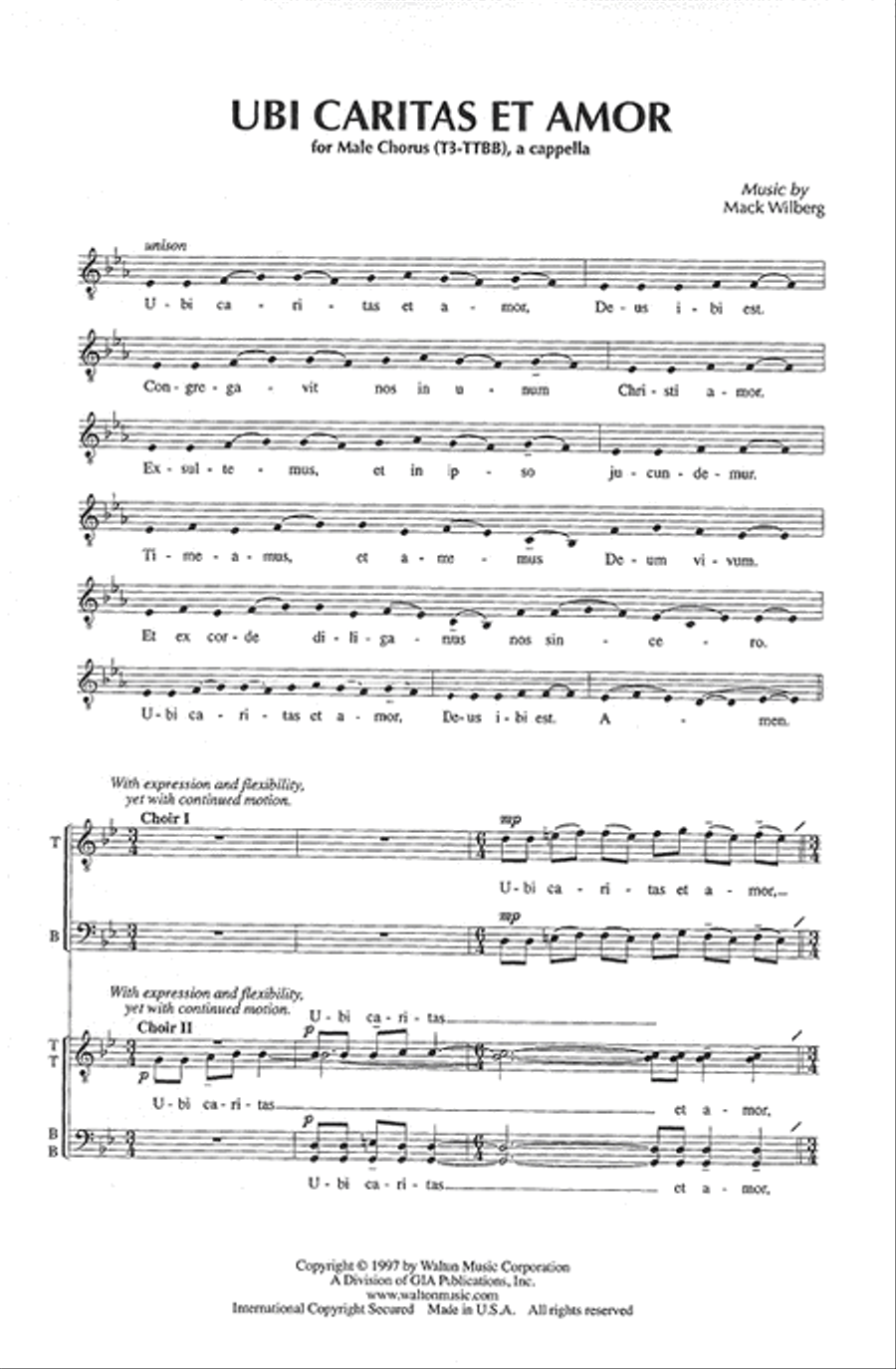 Ubi caritas et amor (TB or TTBB) TTBB scores gallery preview page 2