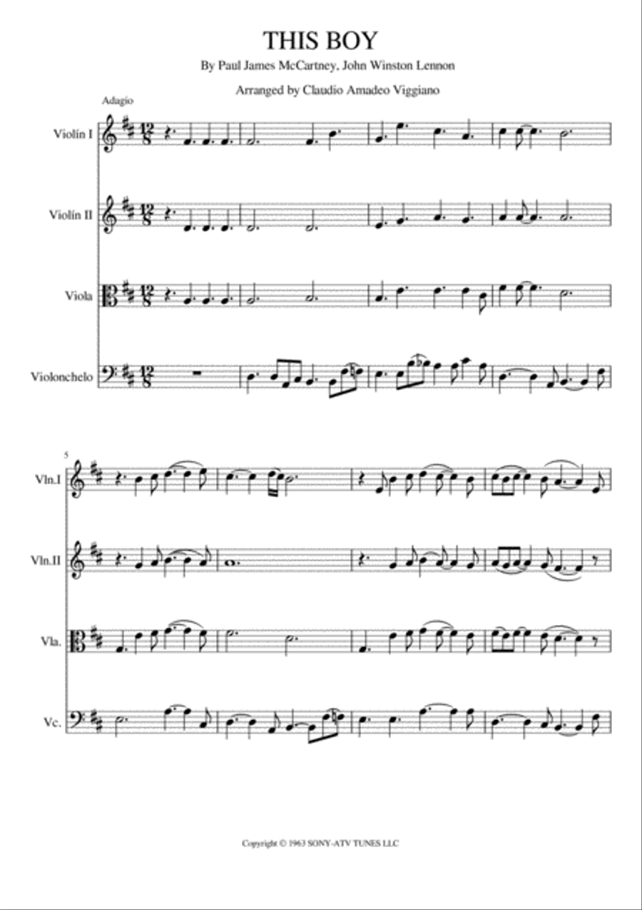 This Boy (ringo's Theme) String Quartet scores gallery preview page 2
