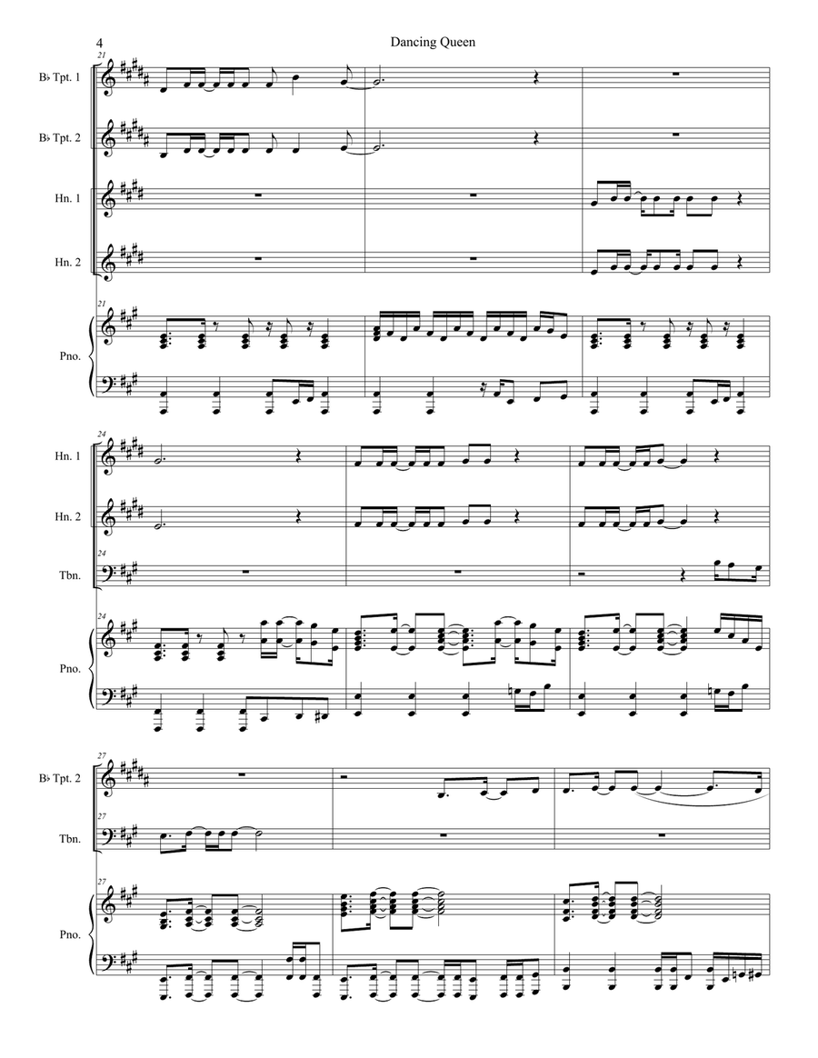 Dancing Queen Brass Ensemble scores gallery preview page 4