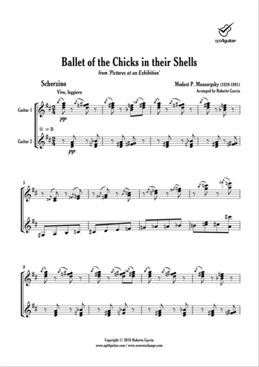 Ballet of the Chicks in their Shells Classical Guitar scores gallery preview page 2